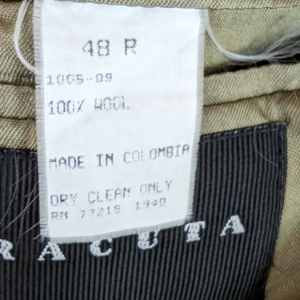 Baracuta Wool Brown Tweed  3 Button Jacket Size 48R Internal Flaw